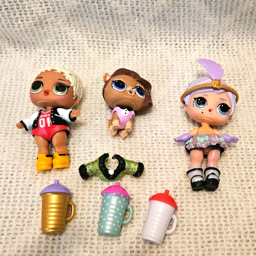 LOL Suprise~3 Dolls and accessories lot~The Great Baby~ Posh Pup~MC Swag~